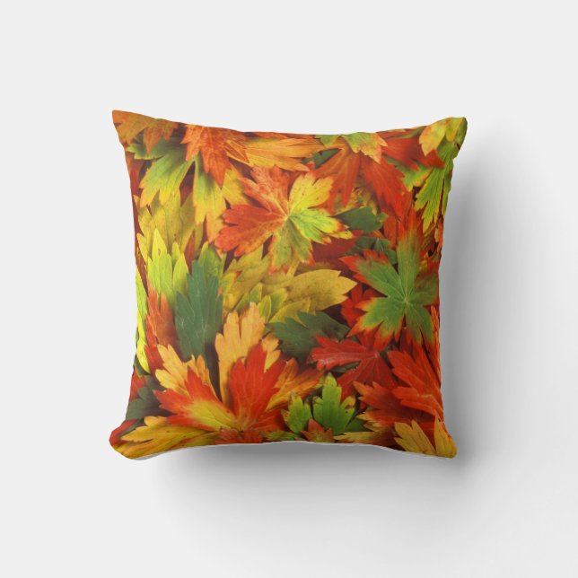 Fall Leaves Autumn Throw Pillow Home Decor (Front)