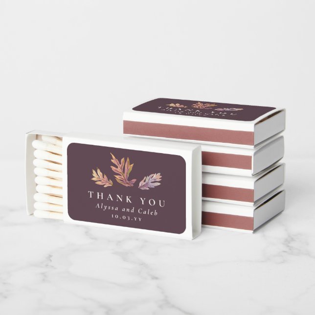 Fall leaves autumn wedding favor thank you matchboxes (Stacked)