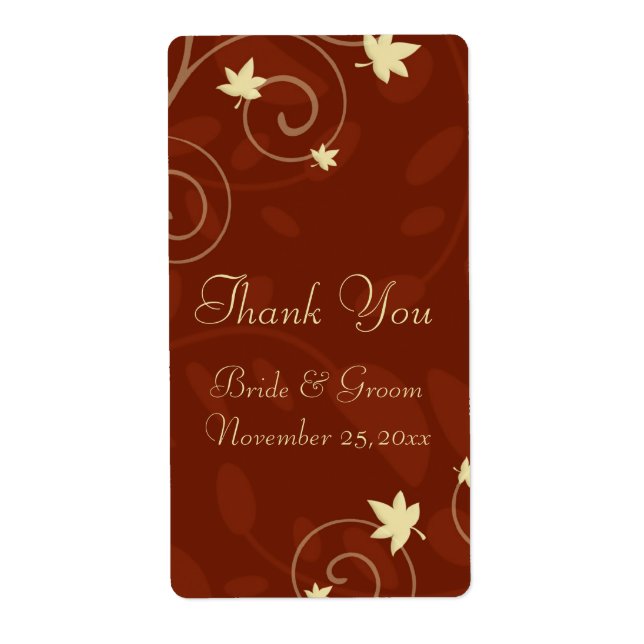 Fall Leaves Autumn Wedding Labels (Front)