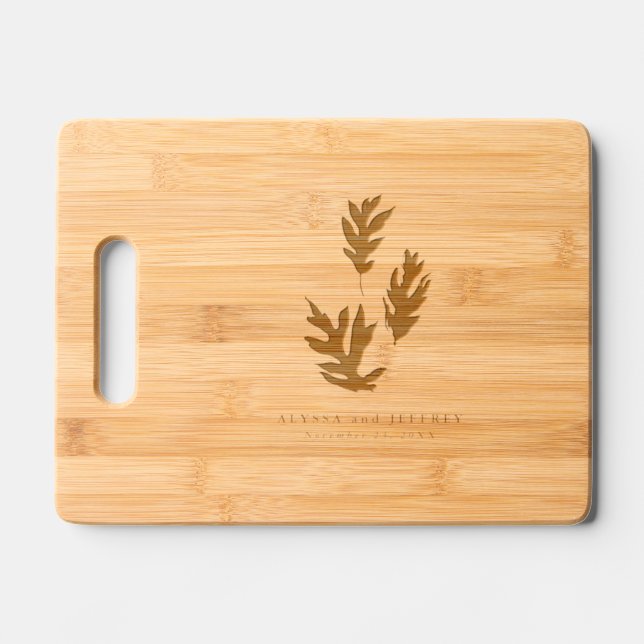 Fall leaves autumn wedding personalized engraved cutting board (Front)