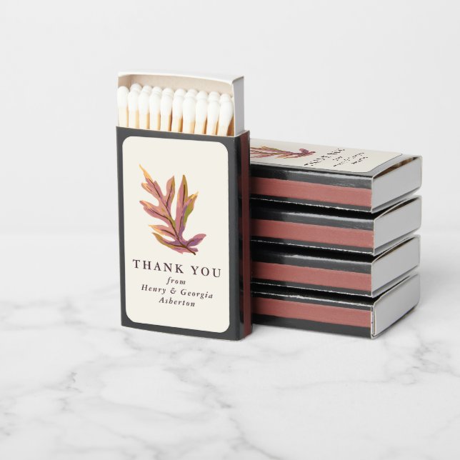 Fall leaves autumn wedding thank you favor matchboxes (Stacked)