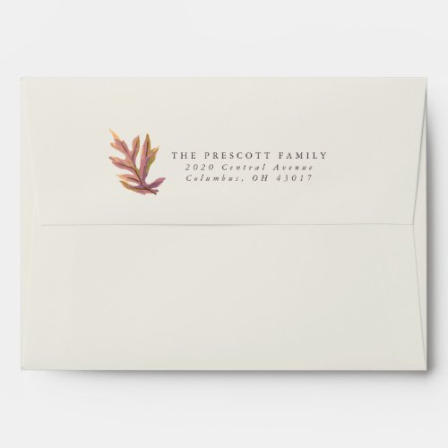 Fall leaves autumn wedding watercolor plum envelope