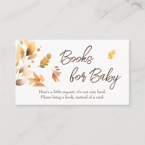 Fall Leaves Baby Shower Books for Baby Request Enclosure Card