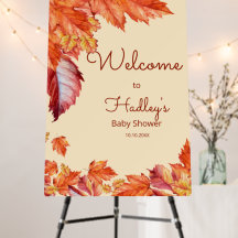 Fall leaves baby shower welcome foam board