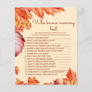 Fall leaves baby shower Who knows mommy best game
