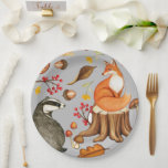 Fall Leaves Badger &amp; Fox   Paper Plates