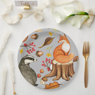 Fall Leaves Badger & Fox   Paper Plates