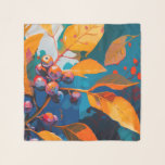 Fall leaves berry painted. Abstract woodland Scarf<br><div class="desc">Fall leaves and rowan berry Scarf. Abstract modern woodland autumn nature oil painted art in blue yellow orange colors.</div>