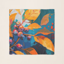 Fall leaves berry painted. Abstract woodland Scarf
