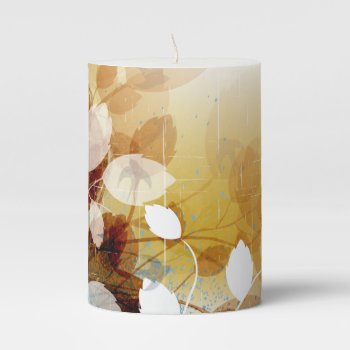 Fall Leaves Birds Autumn Scene Pillar Candle by PineAndBerry at Zazzle