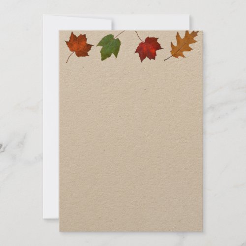 Fall Leaves Border Kraft Paper Blank Invitations