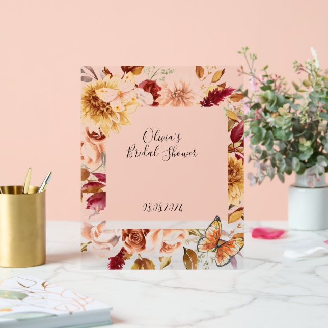 FALL LEAVES BRIDAL SHOWER ACRYLIC SIGN (Wedding)