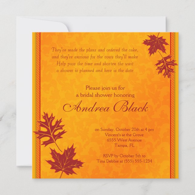 Fall Leaves Bridal Shower Invitation (Front)