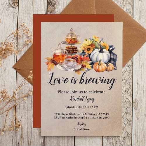 Fall Leaves Bridal Tea Love Is Brewing Invitation