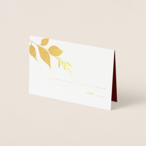 Fall Leaves Burgundy Wedding Place Card