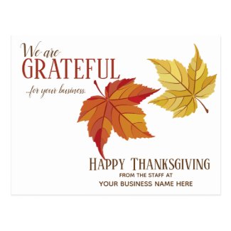 Fall Leaves Business Thanksgiving Postcards
