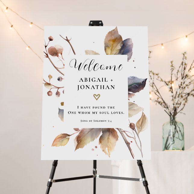 Fall Leaves Christian Bible Welcome to Wedding Foam Board (In Situ (Stand))