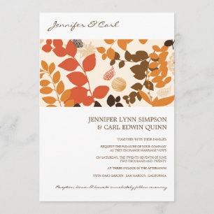 Fall Leaves Collage Wedding Invitation