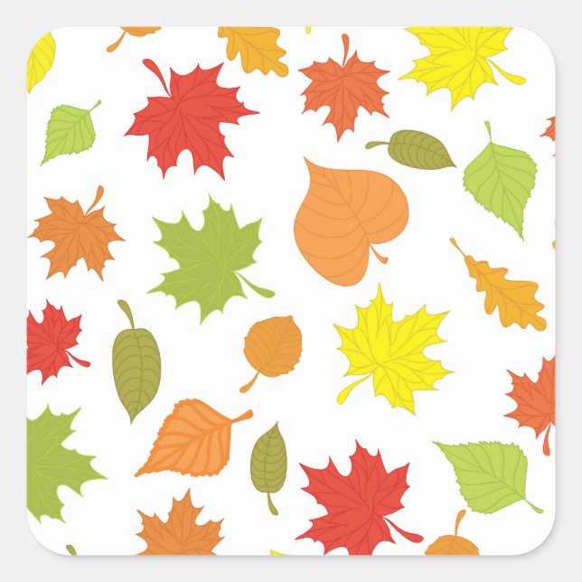 Fall leaves colorful square sticker (Front)