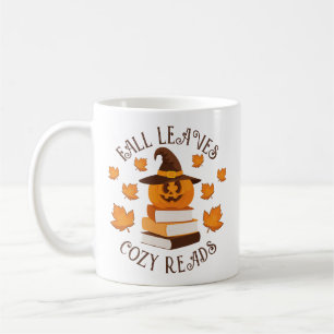 Fall Leaves Cozy Reads Autumn Pumpkin Book Lover Coffee Mug