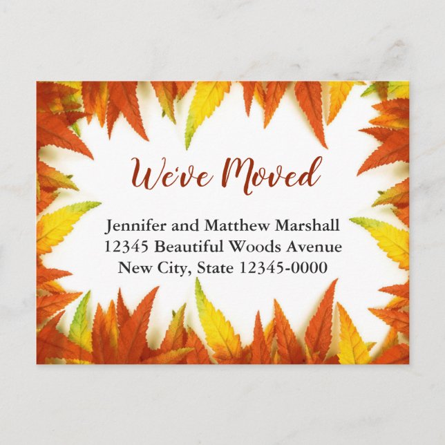 Fall Leaves Custom Moving Announcement Postcard (Front)