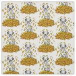 Fall Leaves Dalmatian (black 1) Dog Playing Cute Fabric