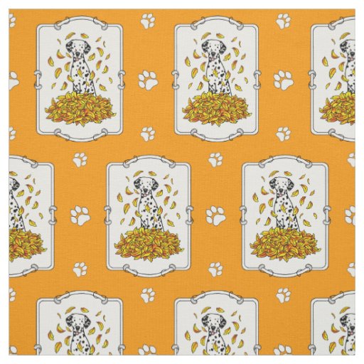 Fall Leaves Dalmatian (black 1) Dog Playing Cute Fabric