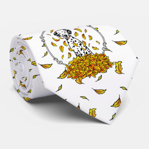 Fall Leaves Dalmatian (black 1) Dog Playing Cute Neck Tie