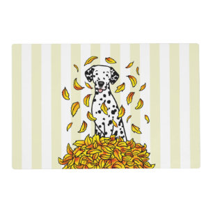 Fall Leaves Dalmatian (black 1) Dog Playing Cute Placemat