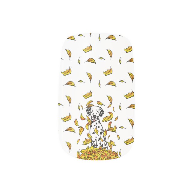 Fall Leaves Dalmatian (black 1) Dog Playing Fun Minx Nail Art (Right Thumb)