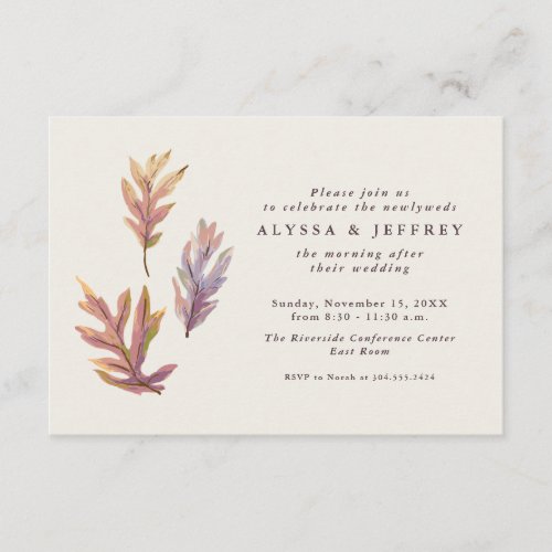 Fall leaves day after wedding brunch enclosure card