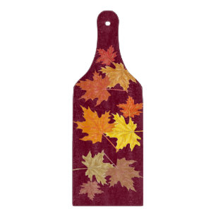 Fall Leaves Decorative Glass Cutting Board Paddle