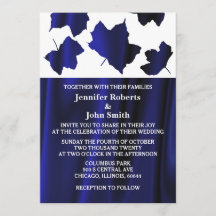 Fall Leaves Deep Blue Satin White Unique Wedding