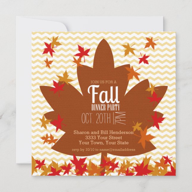 Fall Leaves Dinner Party Invitation (Front)