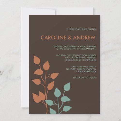 Fall Leaves Double Boughs Wedding Invitations
