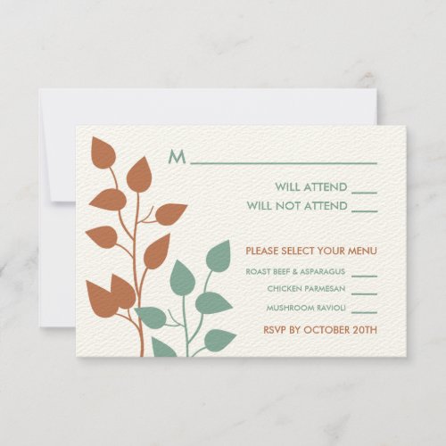 Fall Leaves Double Boughs Wedding RSVP Cards Announcement