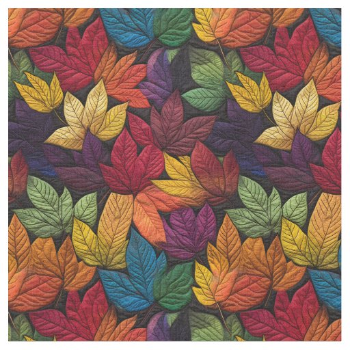 Fall Leaves Embroidered Pattern  Fabric