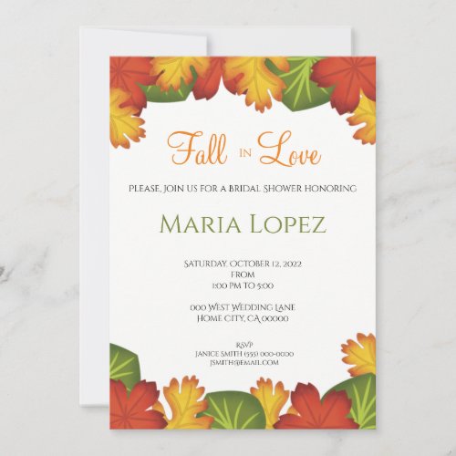 Fall Leaves Fall in Love Bridal Shower Invitation
