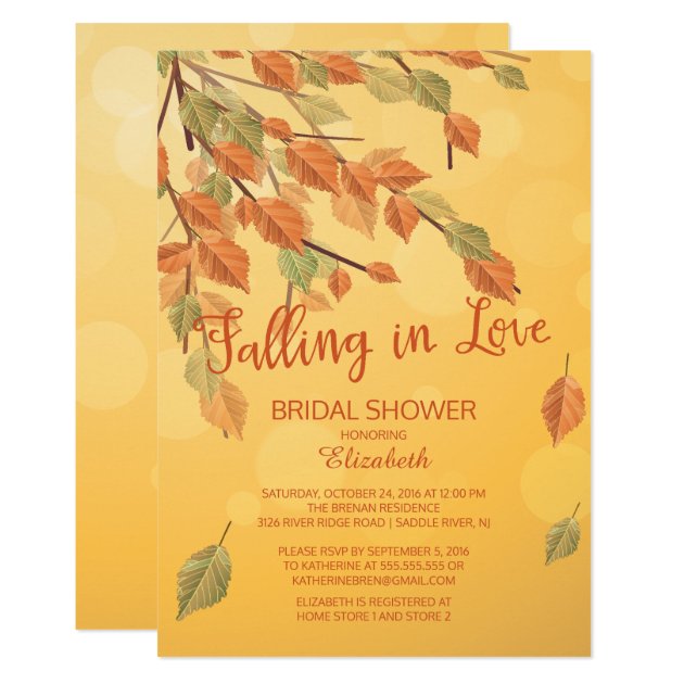 Fall Leaves Falling In Love  Bridal Shower Invite