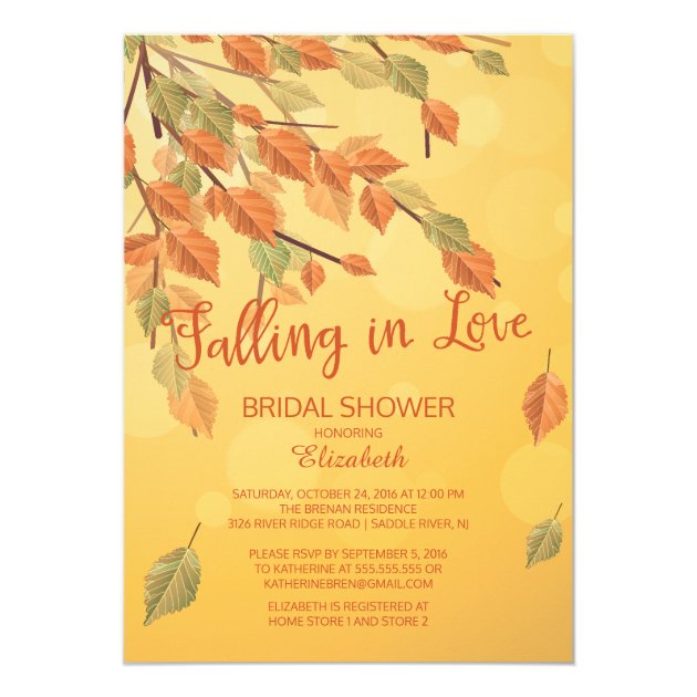 Fall Leaves Falling In Love  Bridal Shower Invite