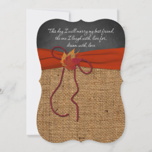Fall Leaves FAUX Burlap, Chalkboard Wedding Invite