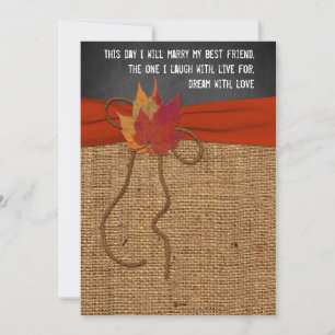 Fall Leaves FAUX Burlap, Chalkboard Wedding Invite