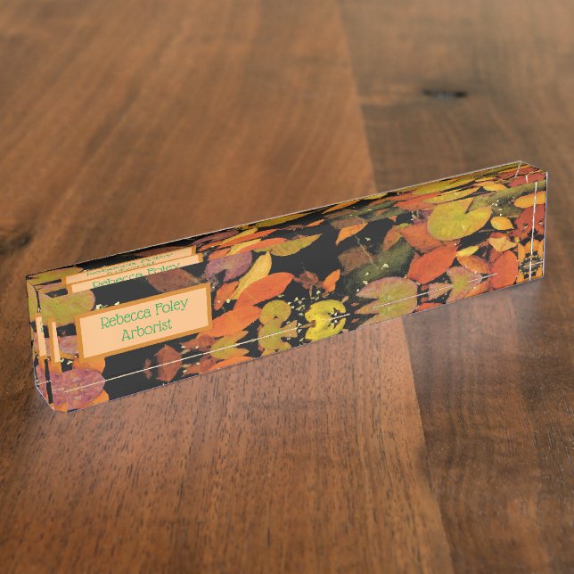 FALL LEAVES FLOATING ON POND DESK NAME PLATE (Side)