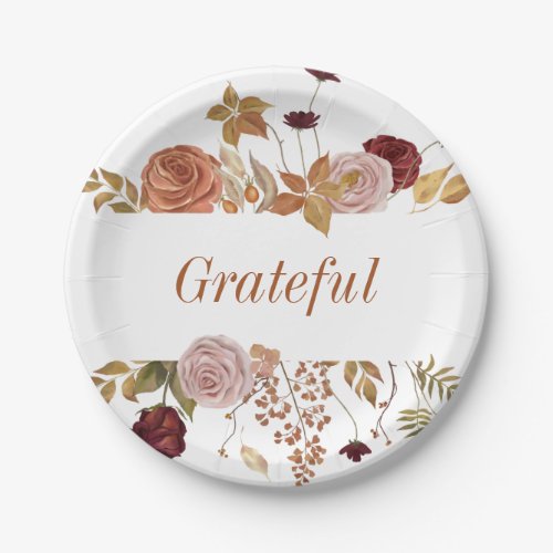 Fall Leaves Floral Thanksgiving Friendsgiving Paper Plates