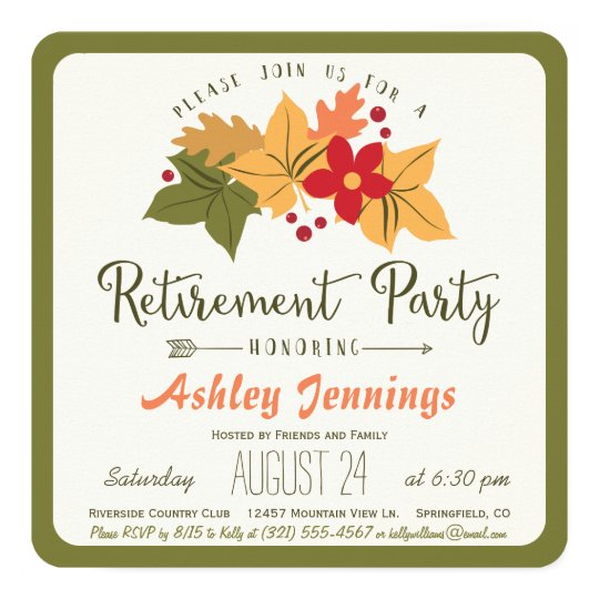 Fall Leaves, Flower Retirement Party Invitation | Zazzle.com