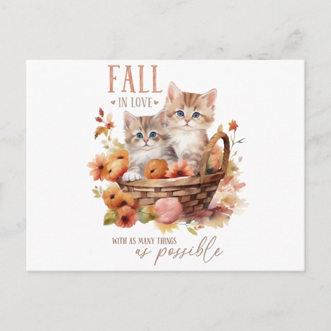 Fall Leaves & Flowers Holiday Postcard (Front)