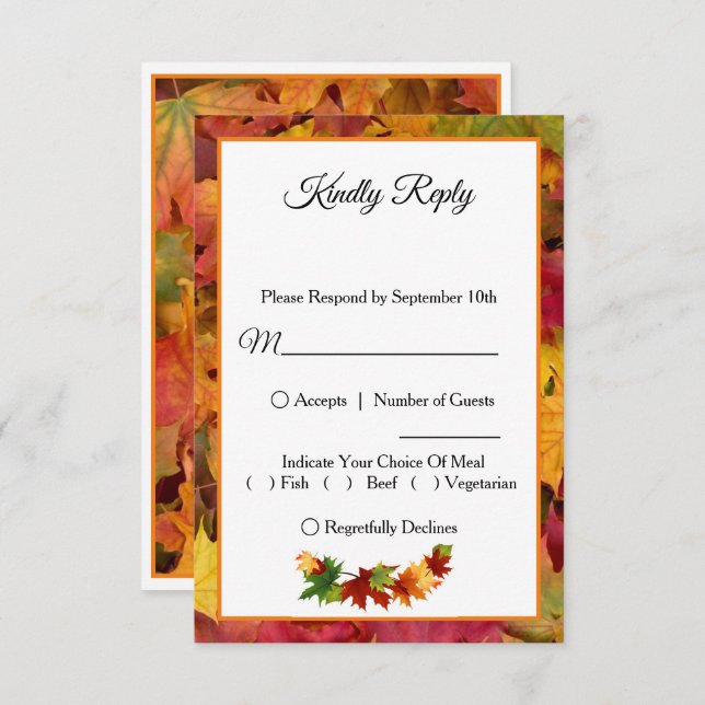 Fall Leaves for an Autumn Wedding RSVP Card (Front/Back)