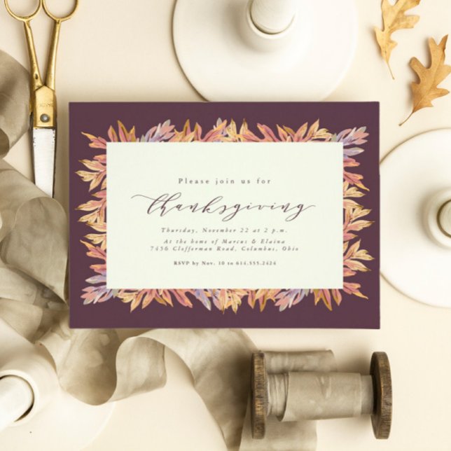 Fall leaves frame Thanksgiving Invitation (Creator Uploaded)