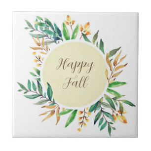Fall leaves frame with customizable text ceramic tile