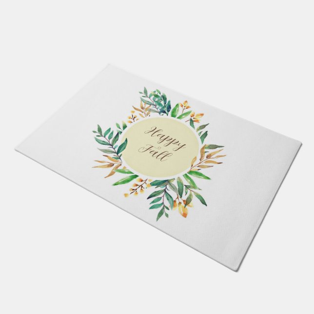 Fall leaves frame with customizable text  doormat (Angled)